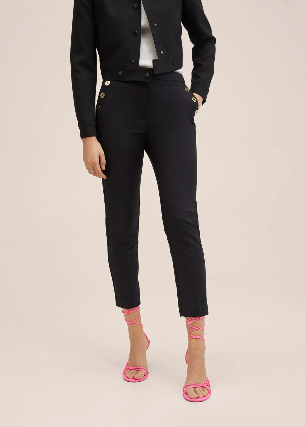 Pantaloni crop bottoni