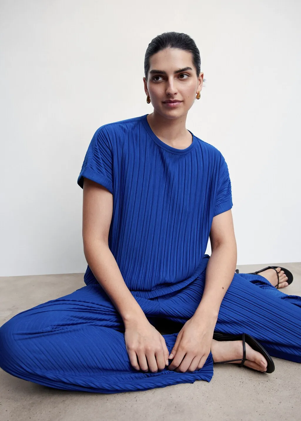 Pantaloni wideleg plissettati