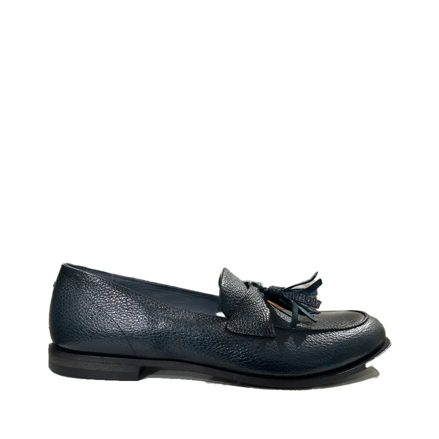 PANTANETTI mocassino donna in pelle con nappine blu