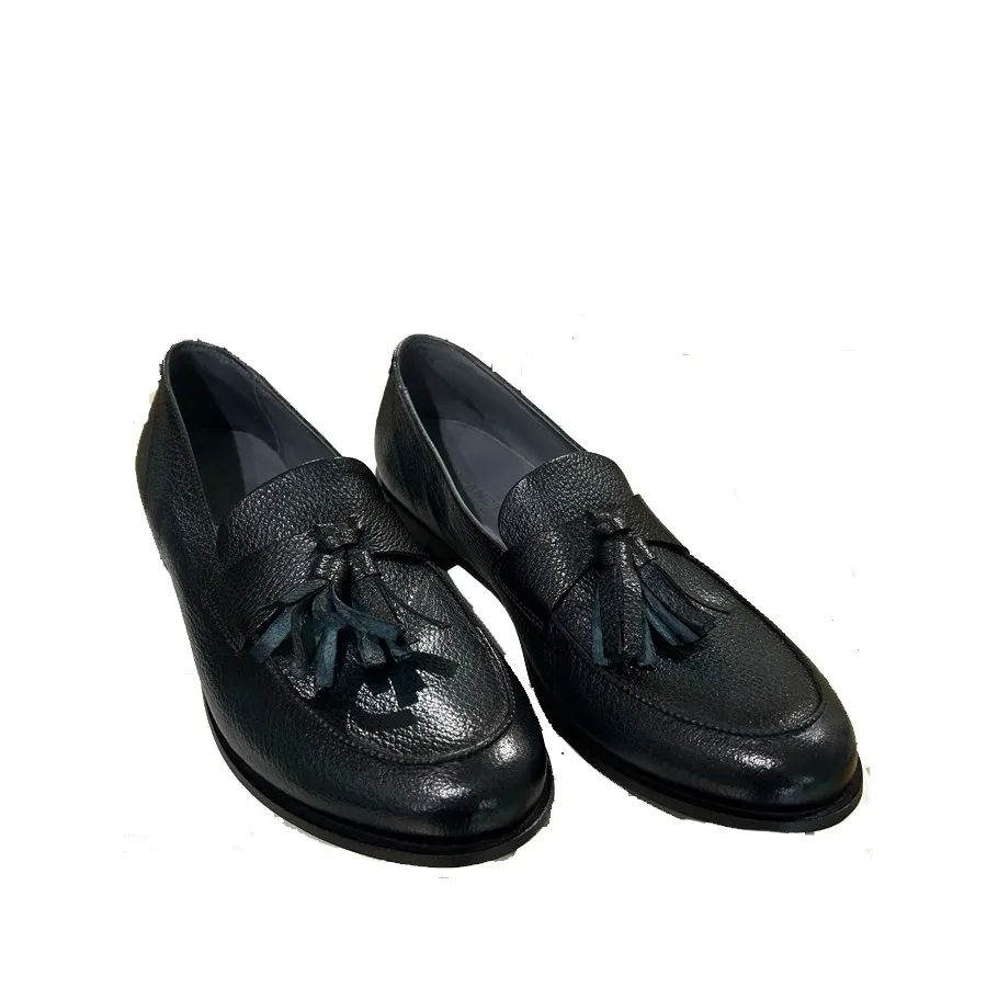 PANTANETTI mocassino donna in pelle con nappine blu