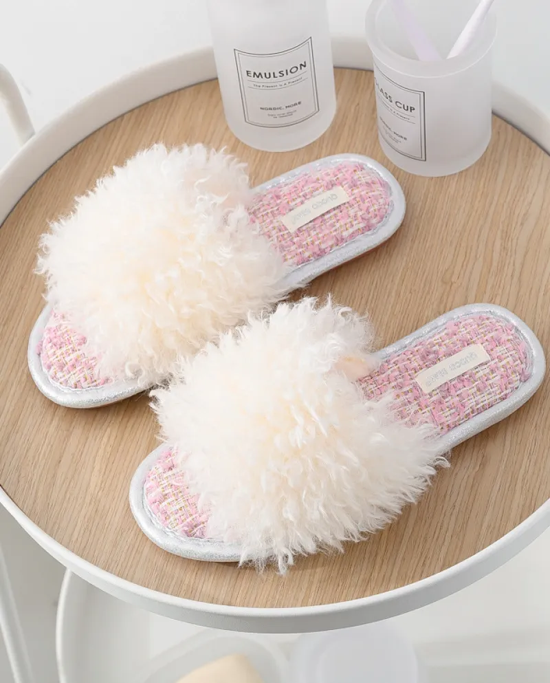 Pantofole in peluche Scarpe Home New Fashion Outer Wear Pantofole piatte in morbido velluto