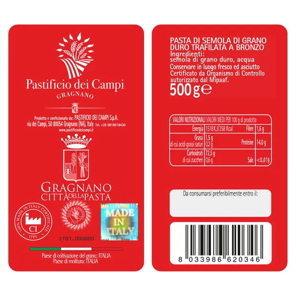 Pastificio dei Campi 6 confezioni - Fusilli Corti col Buco di Gragnano IGP 500 gr.