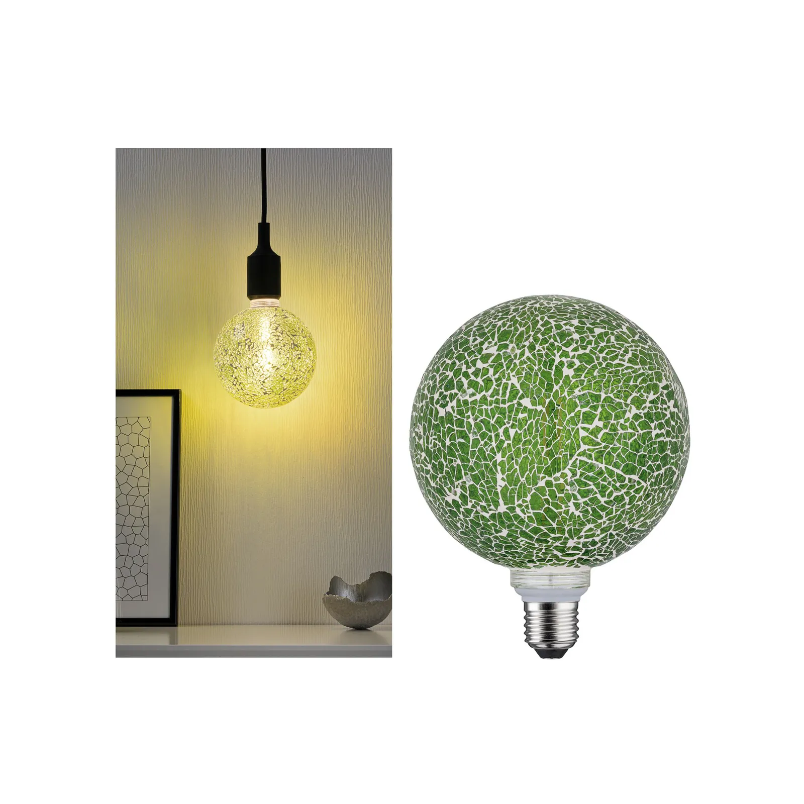 Paulmann E27 LED-Globe 5W Miracle Mosaic verde