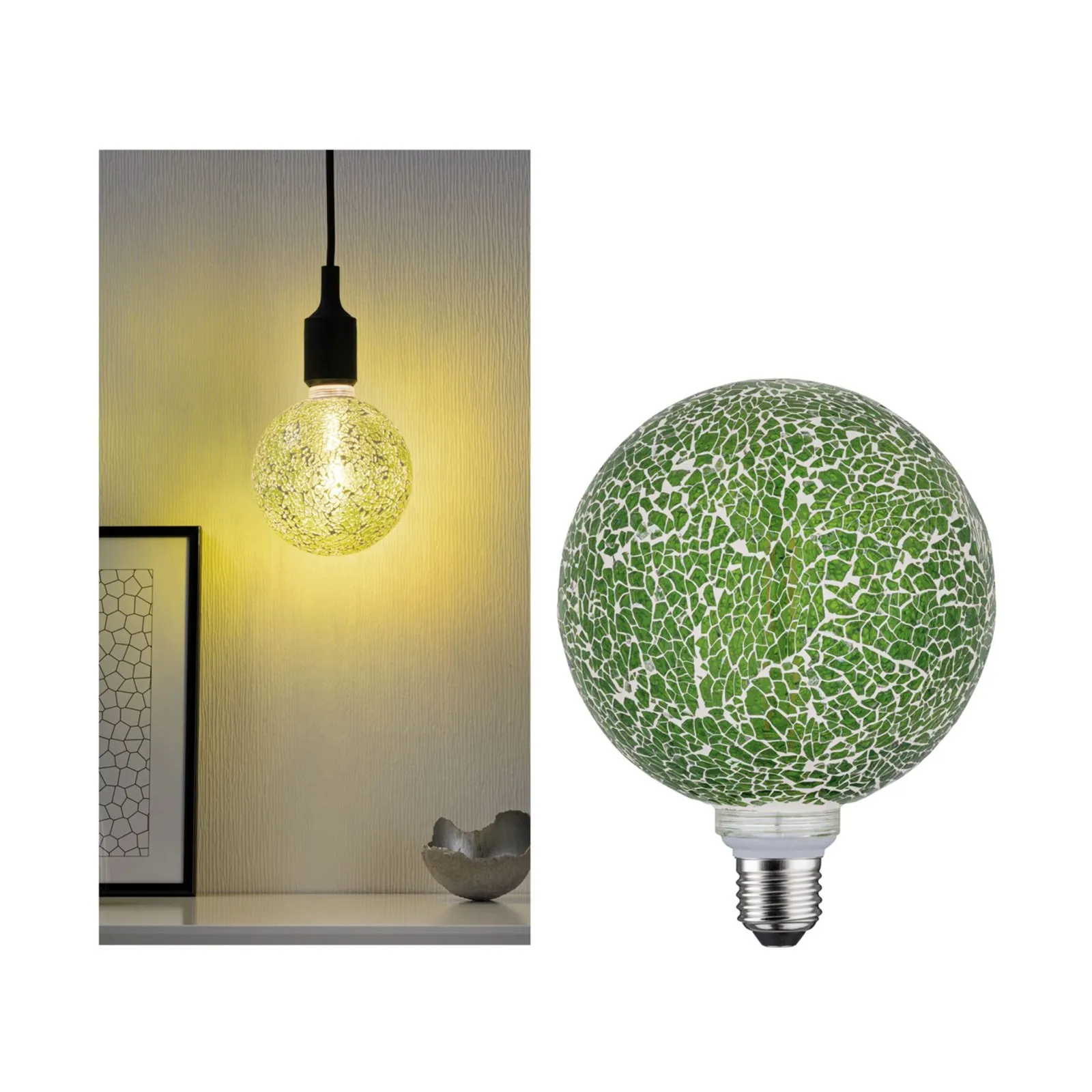Paulmann E27 LED-Globe 5W Miracle Mosaic verde