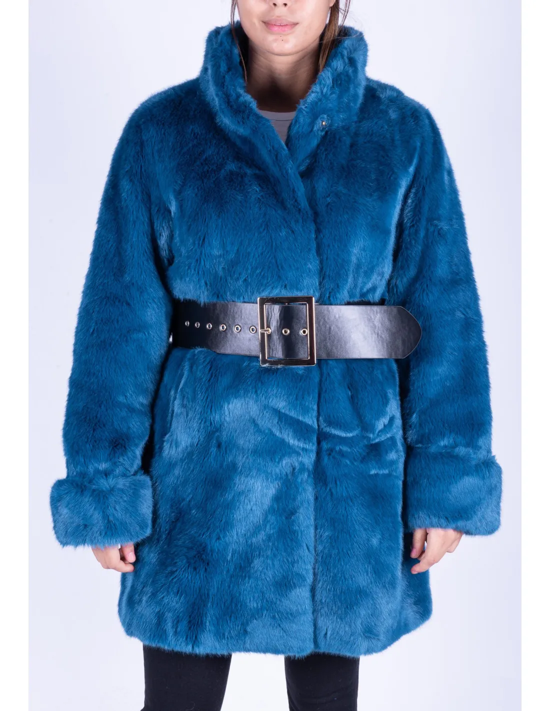 Pelliccia blu donna Fake Fur Coat Fracomina