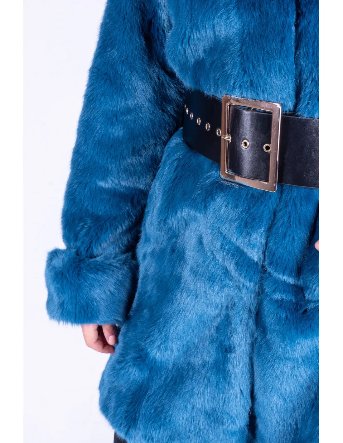 Pelliccia blu donna Fake Fur Coat Fracomina