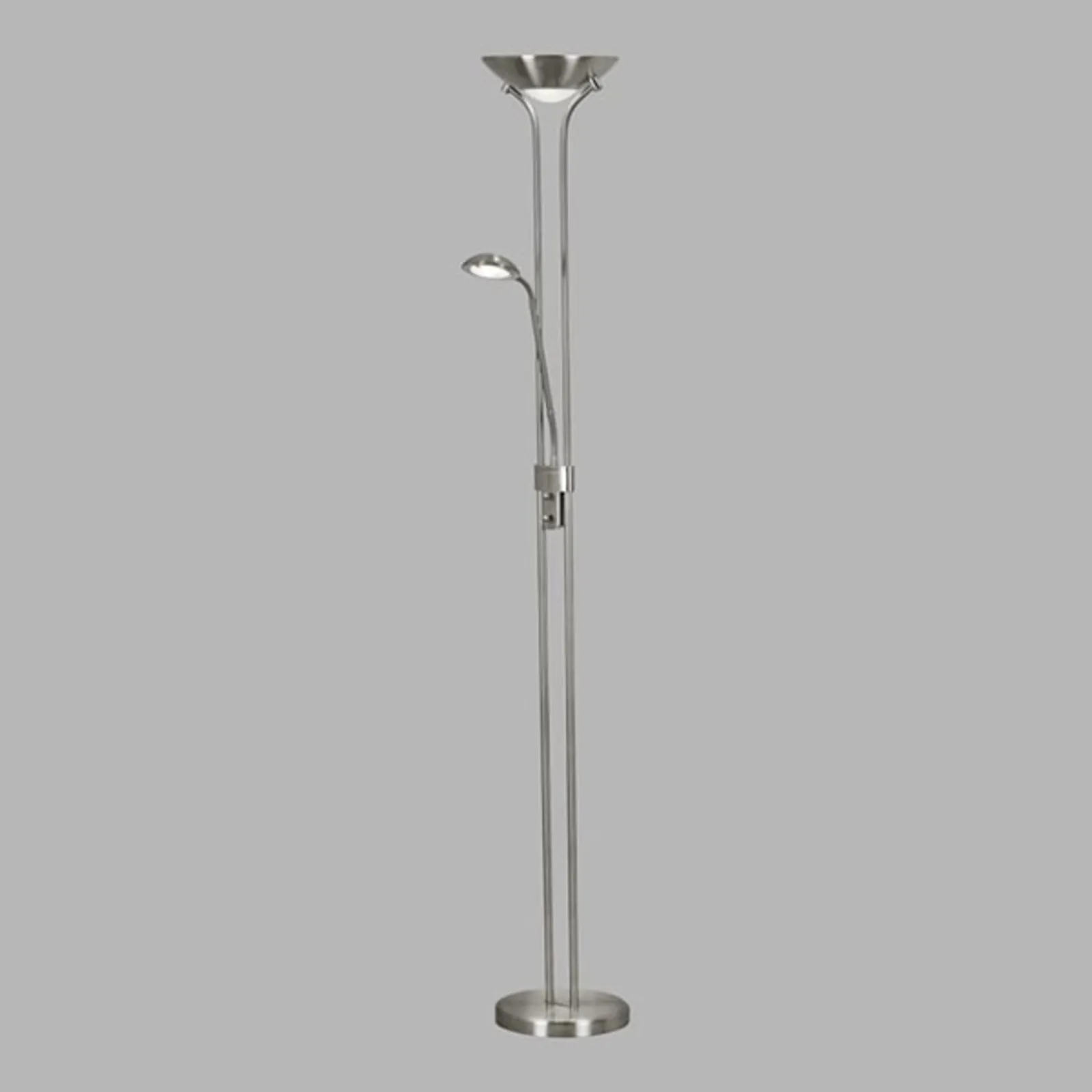 Piantana LED Madre & Bambino, argento, lampada da lettura, dimmerabile