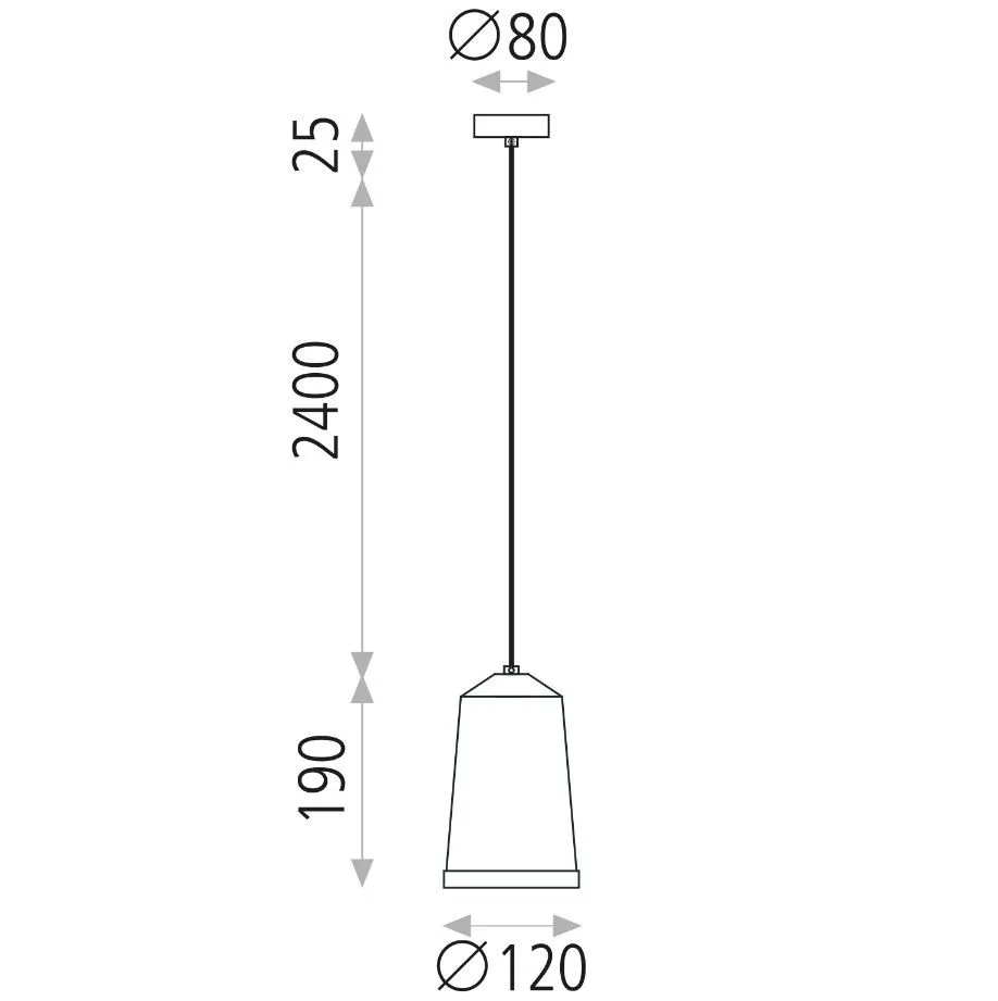 Piccola Sospensione 1xE27 Cono Nero Bali Ø12 cm ACB