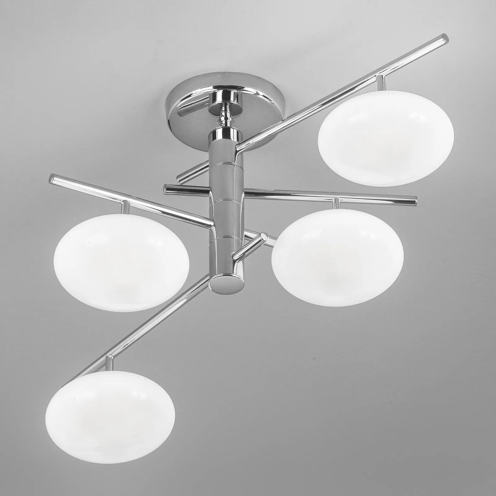Plafoniera Dolce 4 luci, paralumi cromo/bianco