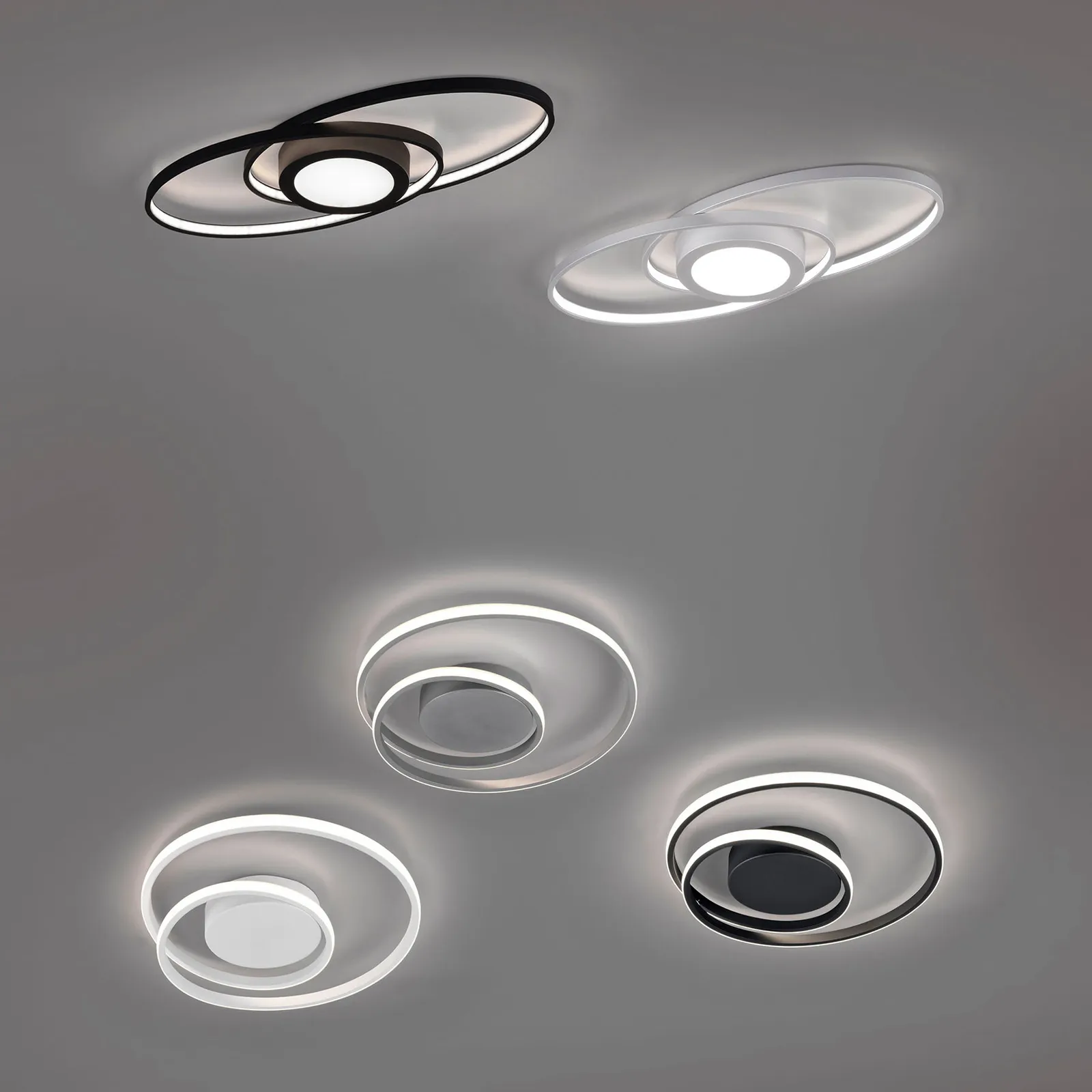 Plafoniera LED Galaxy, dimming, color titanio