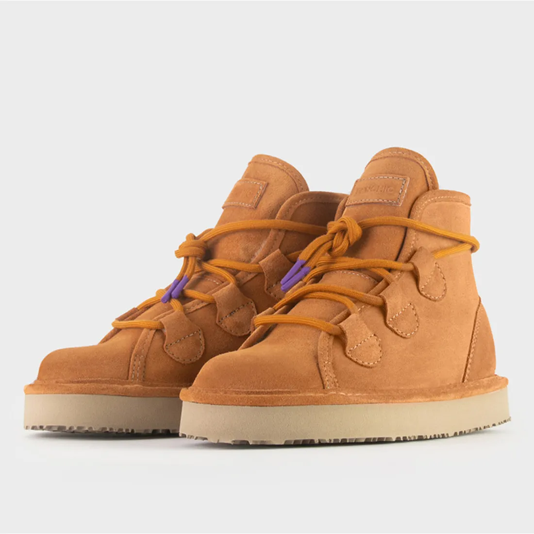 Polacchino da donna Panchic P67 cognac con fodera in eco-pelliccia