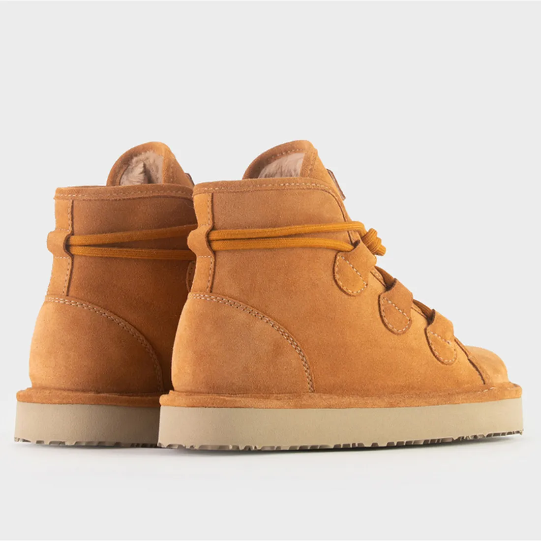 Polacchino da donna Panchic P67 cognac con fodera in eco-pelliccia