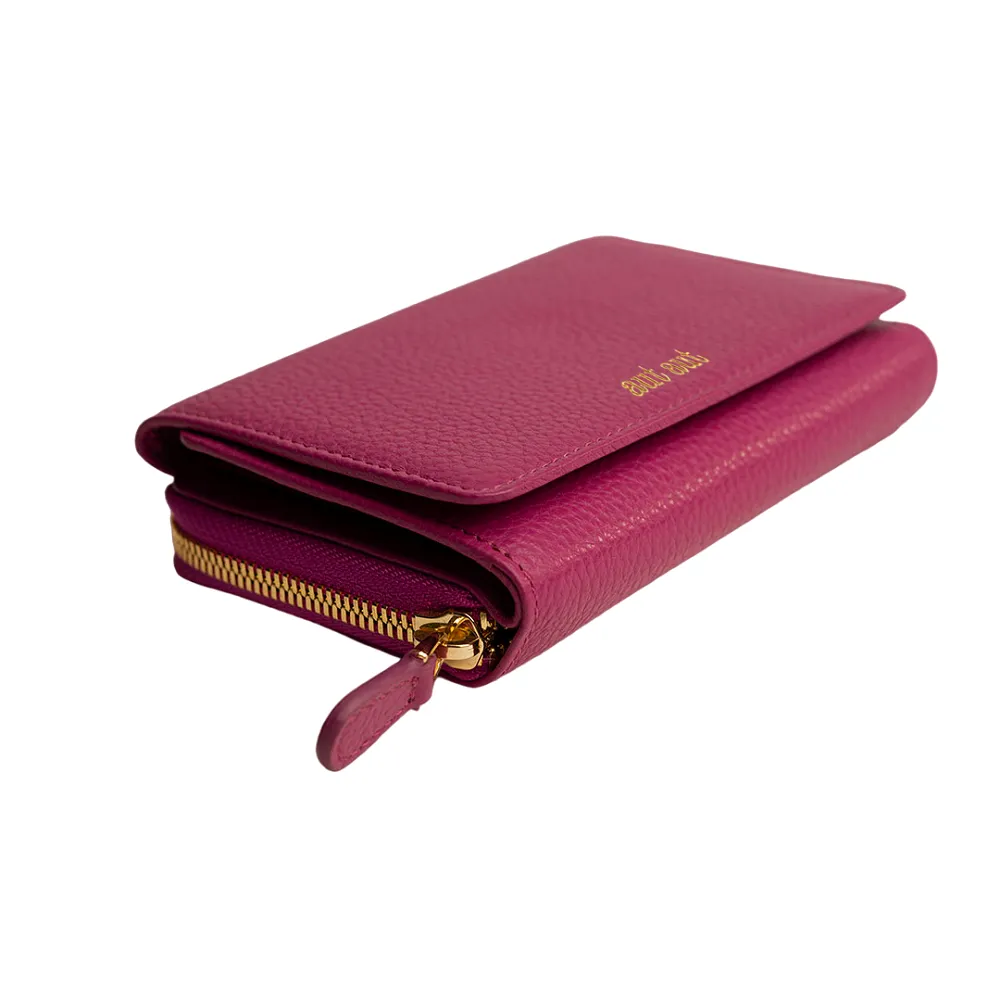 PORTAFOGLIO DONNA AUT AUT IN PELLE LINEA MILANO 442 MIDI VIOLA