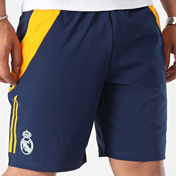 Real IT5110 Pantaloncini da jogging a strisce arancione e blu navy