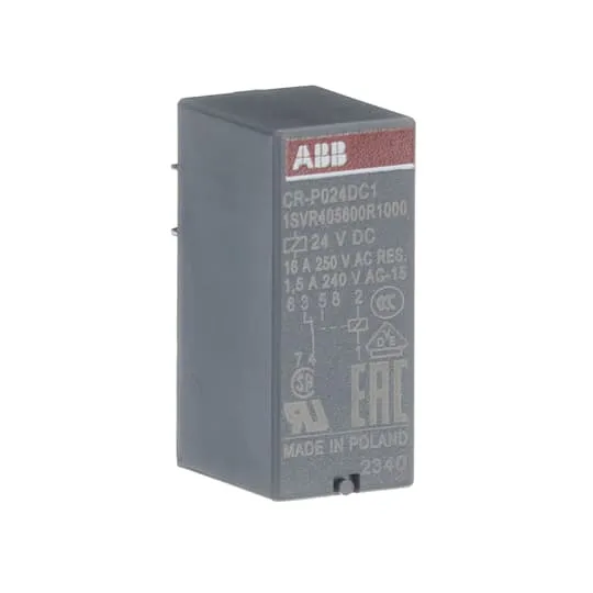 Relè d'interfaccia ABB serie CR-P, bobina 24V cc, Guida DIN, contatti SPDT