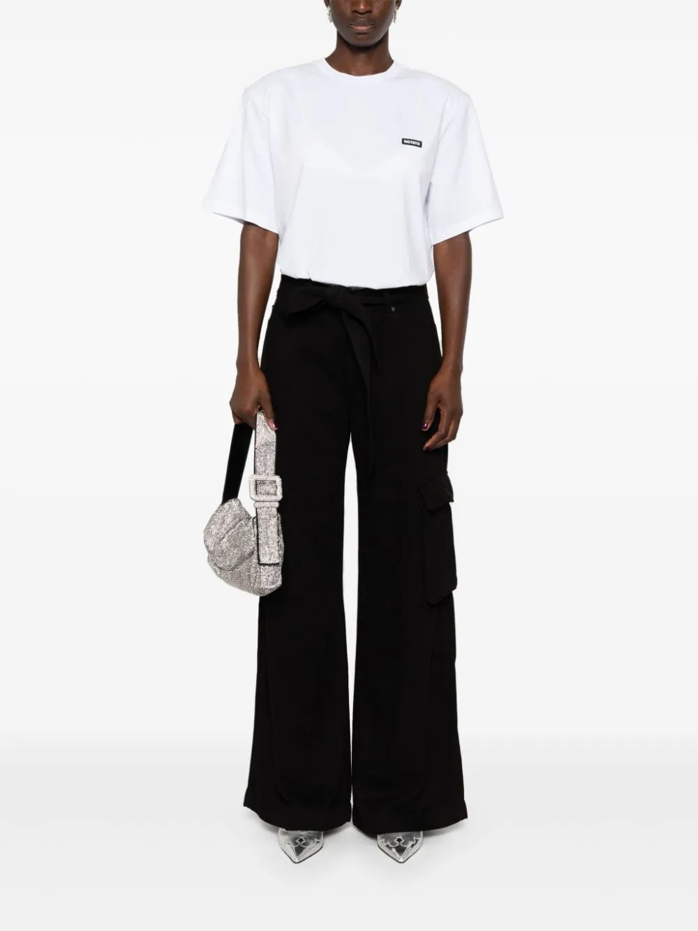 Rotate T-shirt Bianco Donna Micro Patch Logo
