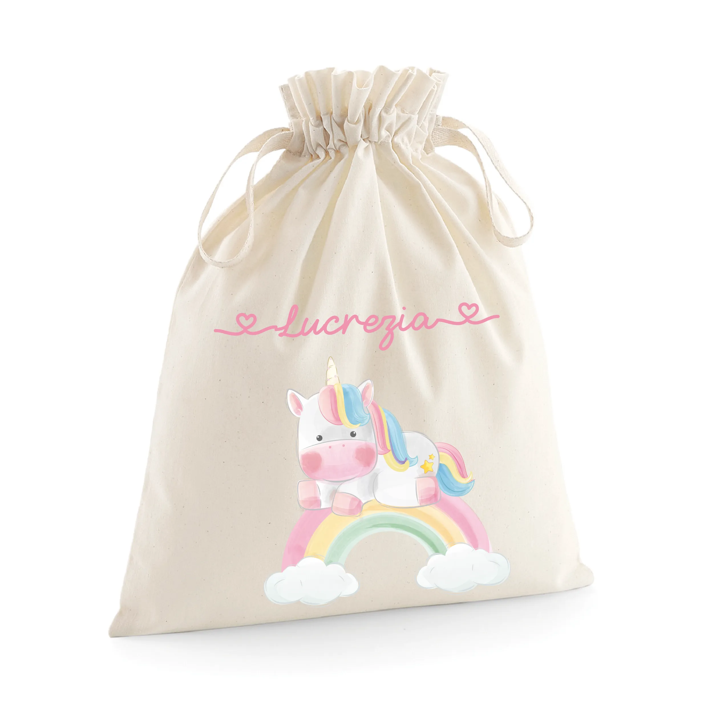 Sacchetti primi cambi/Organizer personalizzabili Unicorno Arcobaleno