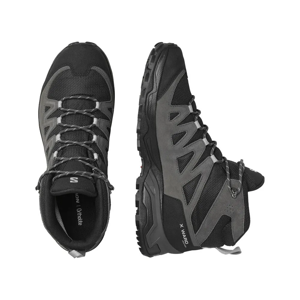 Salomon X Ward Leather Mid GORE-TEX Nero - Scarpe Trekking Uomo