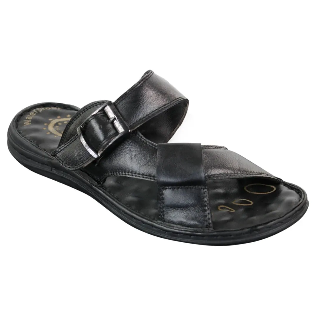 Sandali Ciabatte Uomo Vera Pelle Comodi Impermeabili Scarpe Aperte Estive con Fibbia
