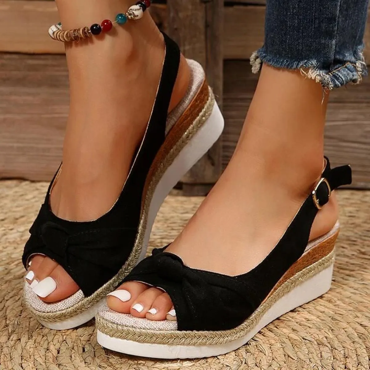 Sandali con zeppa a punta aperta da donna Sandali con plateau casual leggeri estivi Donna Espadrillas antiscivolo Scarpe da glad