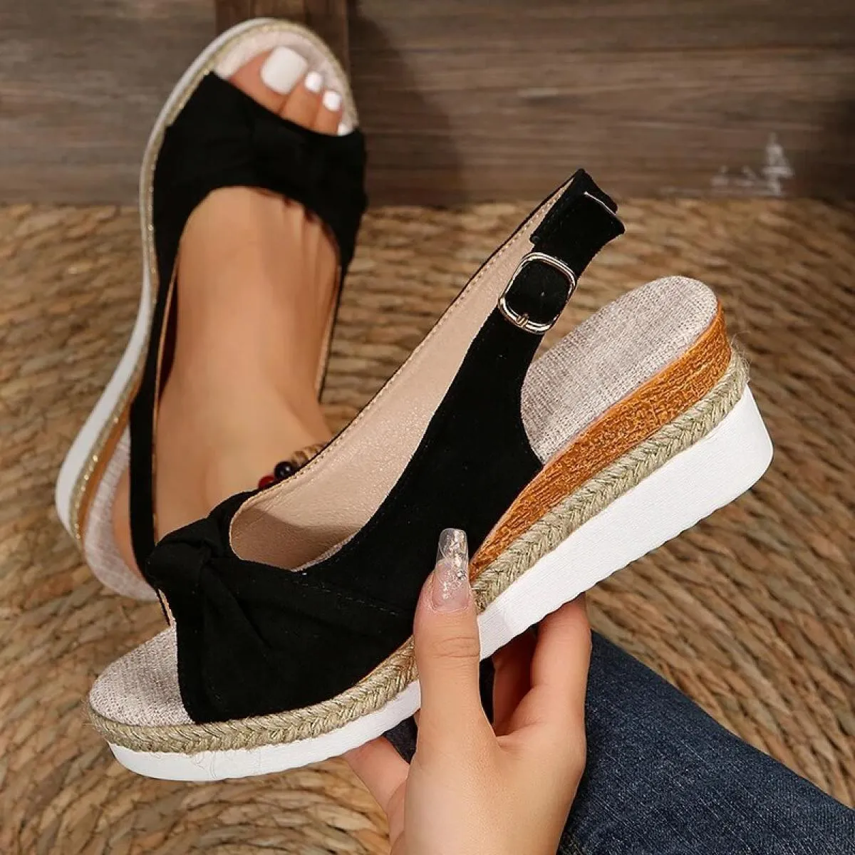 Sandali con zeppa a punta aperta da donna Sandali con plateau casual leggeri estivi Donna Espadrillas antiscivolo Scarpe da glad