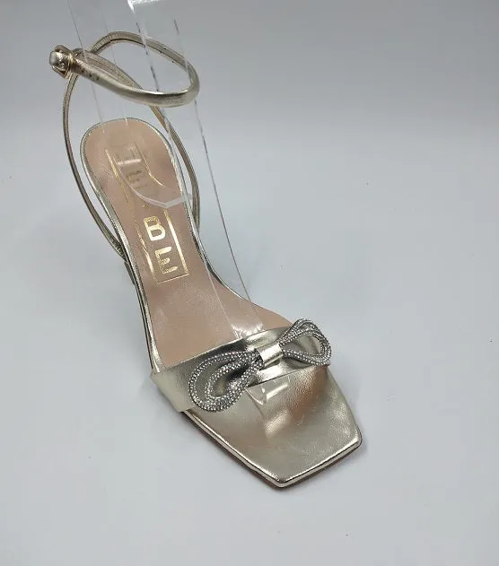 SANDALI DETTAGLIO FIOCCO STRASS PLATINO