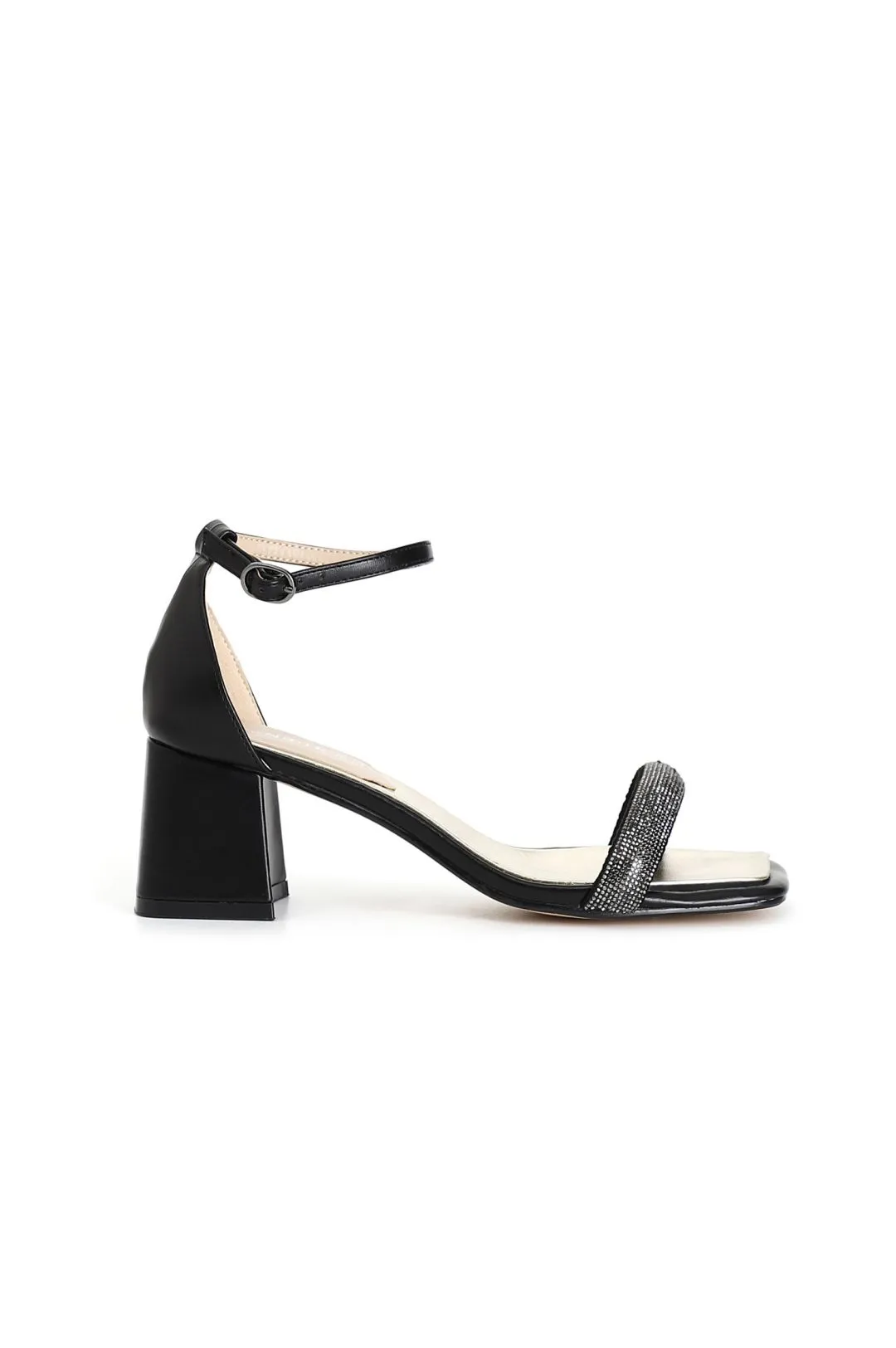 sandali frate con strass chiuso dietro nero
