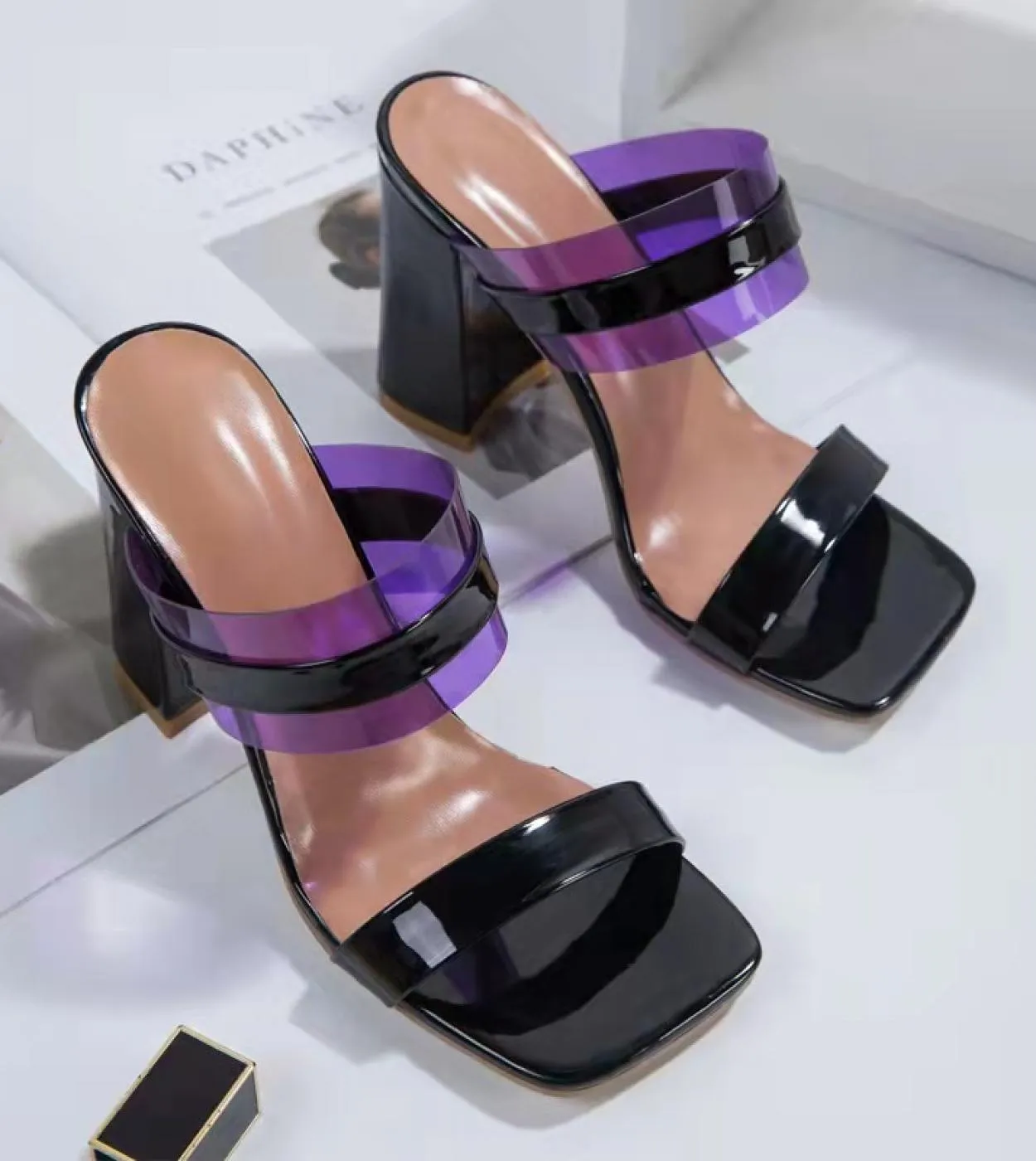 Sandali gladiatore da donna Scarpe Sandali con tacco alto con perline colorate Sandali estivi Abiti da festa Décolleté con fibbi