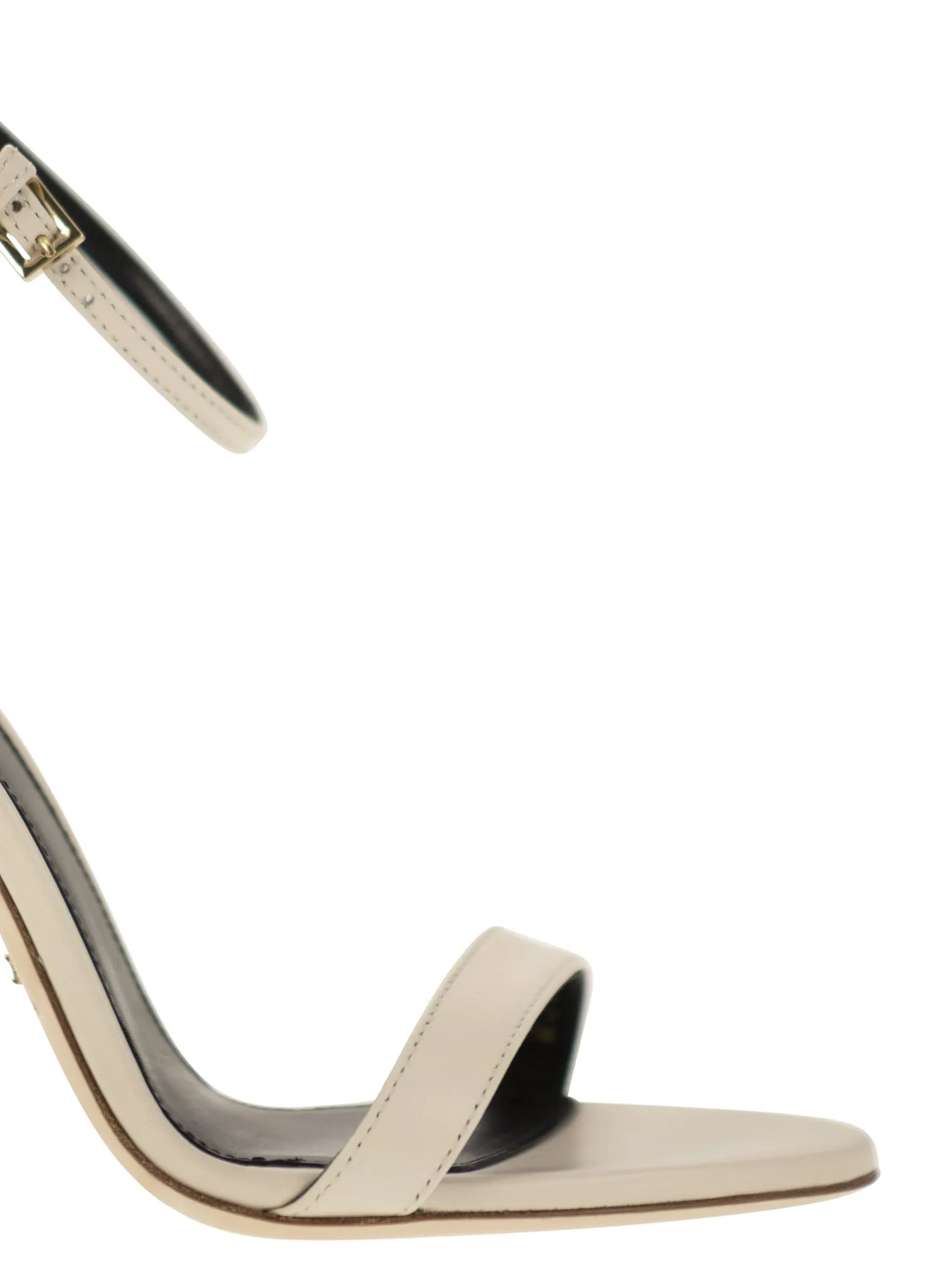Sandali in pelle con tacco logo