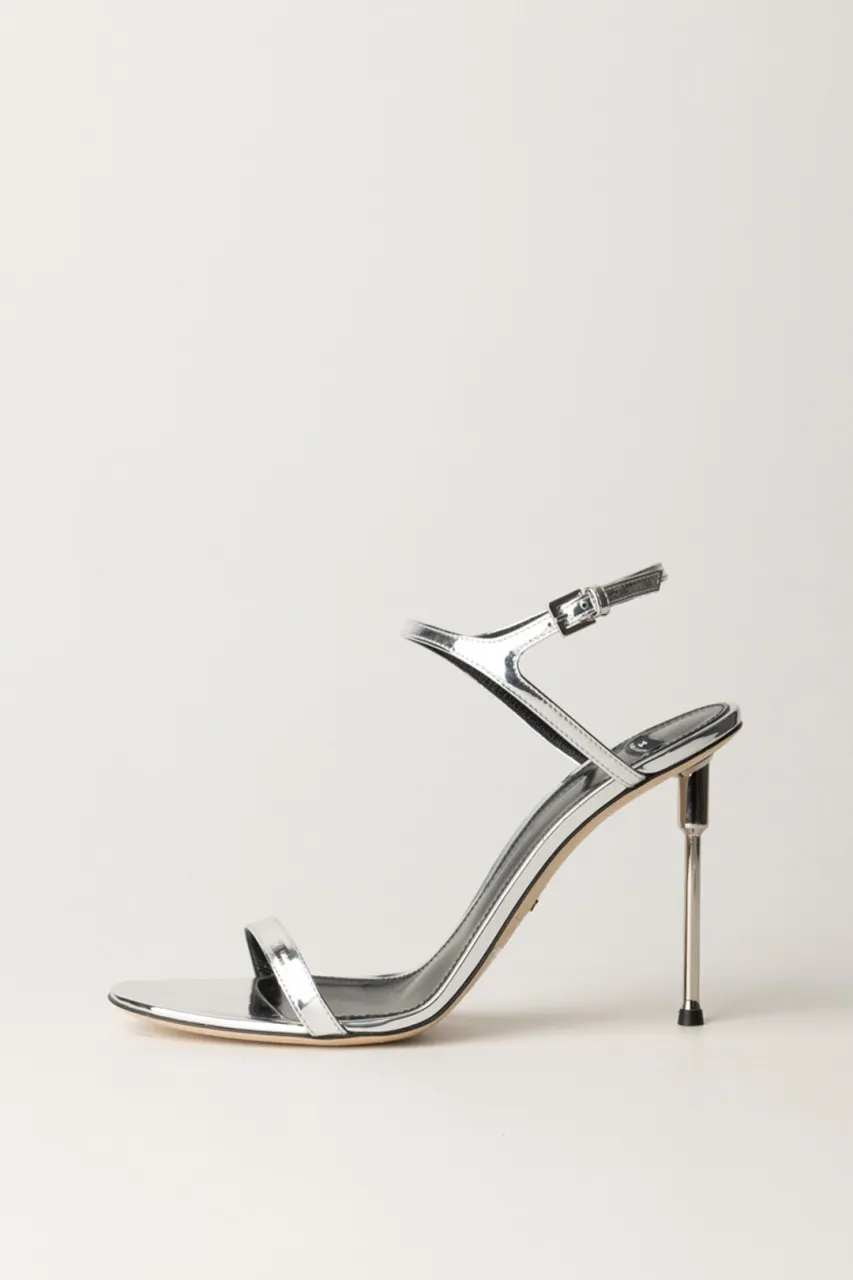 Sandali in pelle metallizzata Argento