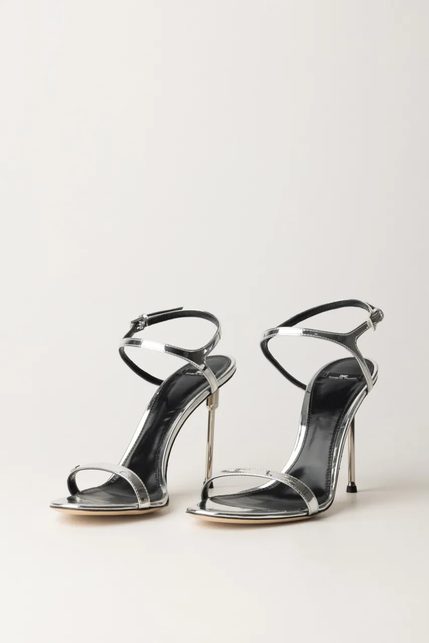 Sandali in pelle metallizzata Argento