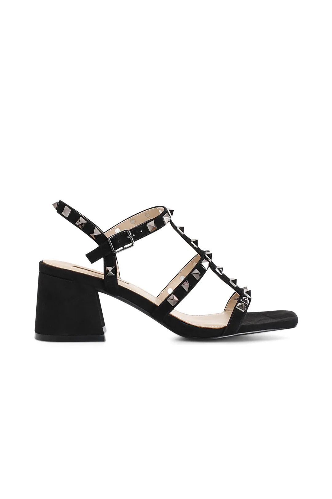 sandali in pelle scamosciata con borchie nero
