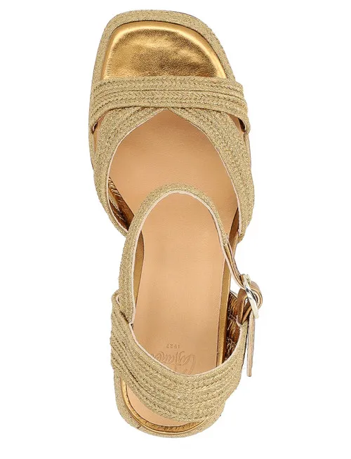 Sandalo con tacco Castañer Valle in rafia colore oro