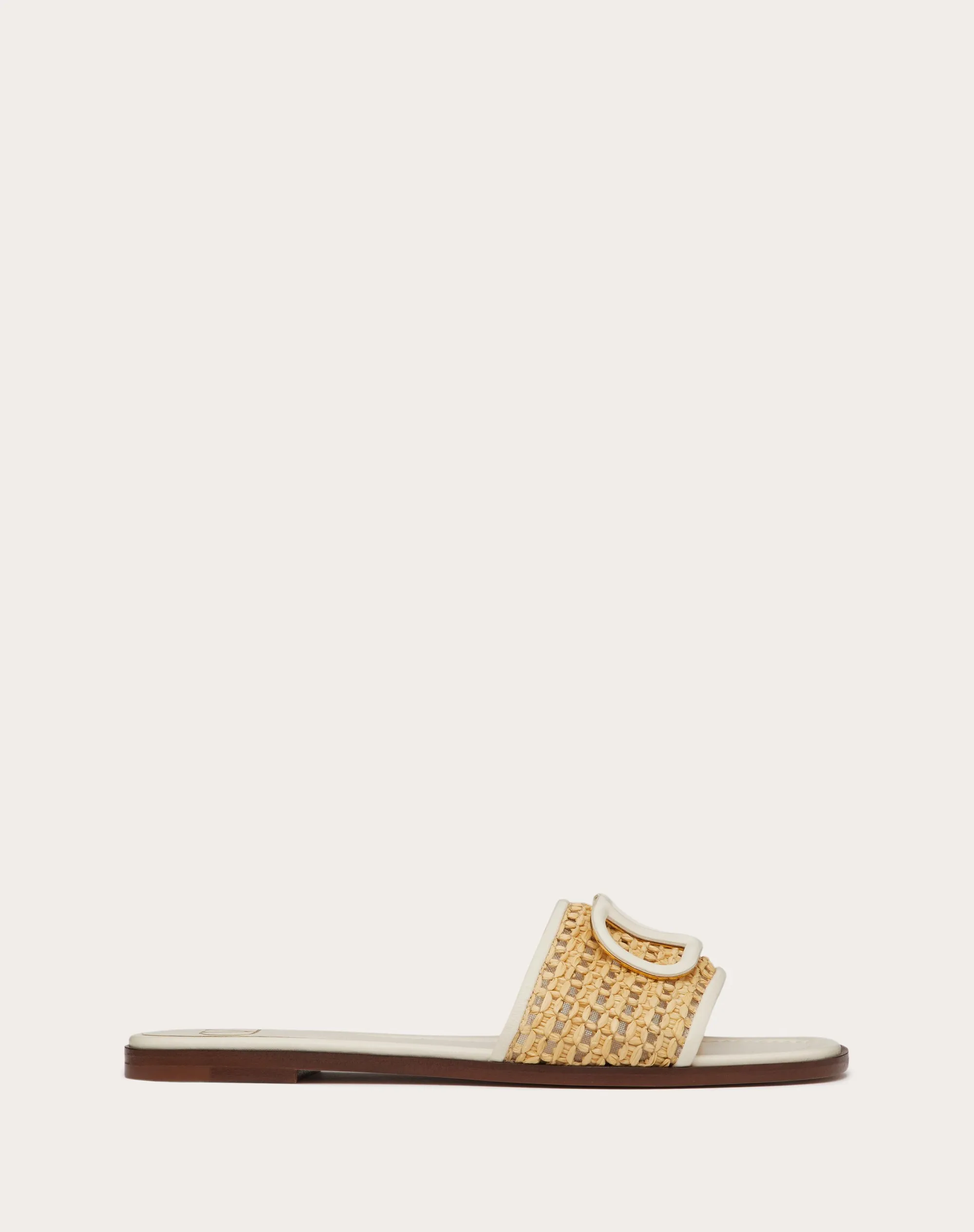 SANDALO SLIDE VLOGO SIGNATURE IN RAFIA INTRECCIATA