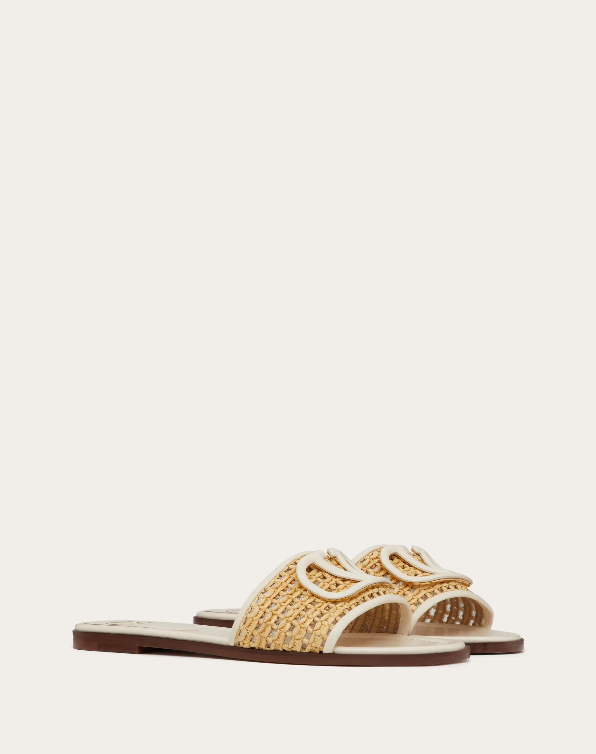 SANDALO SLIDE VLOGO SIGNATURE IN RAFIA INTRECCIATA