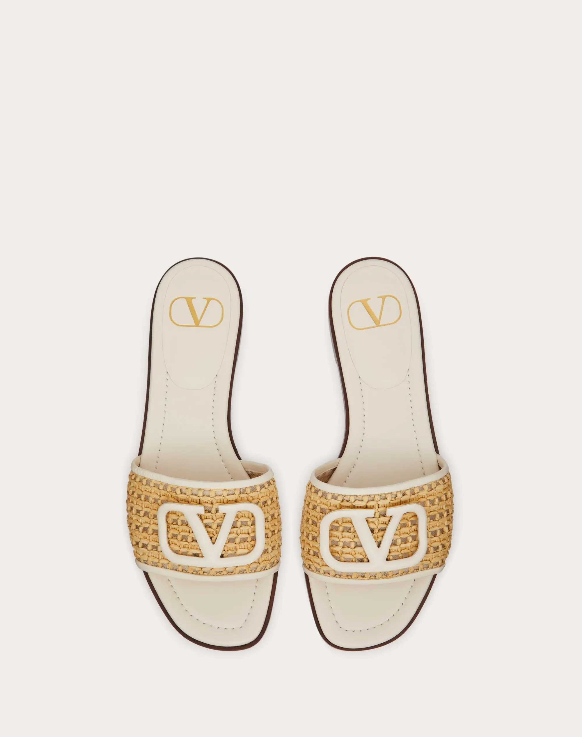 SANDALO SLIDE VLOGO SIGNATURE IN RAFIA INTRECCIATA