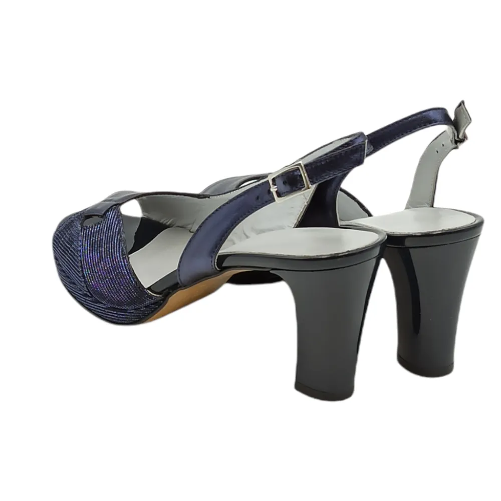 Sandalo tacco alto donna King E22151 LAMY BLU GALSSIA BLU