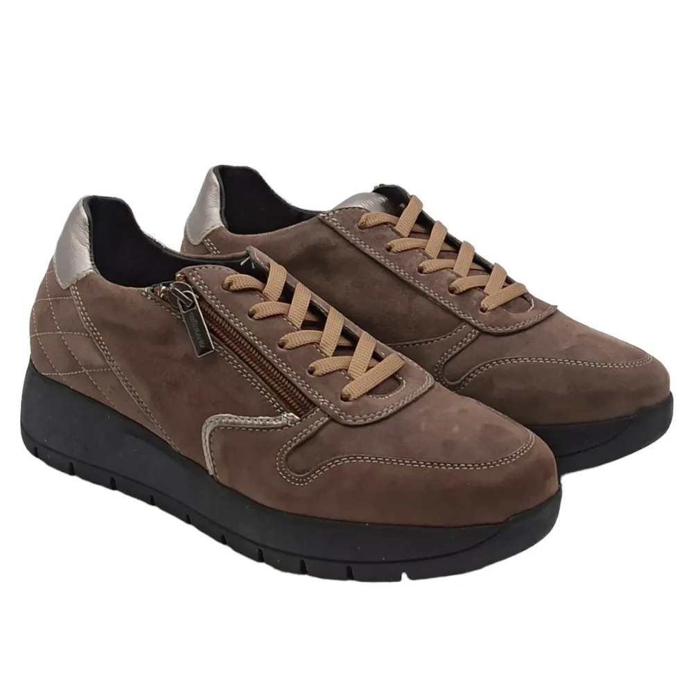 Scarpa sportiva in camoscio Grunland SC5419 K8TANI TAUPE