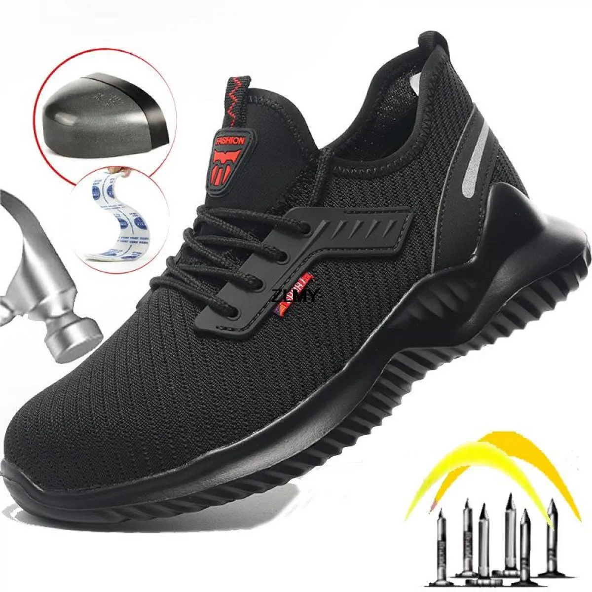 Scarpe antinfortunistiche da uomo leggere Sneaker con punta in acciaio Scarpe da lavoro sportive Stivali antinfortunistici trasp