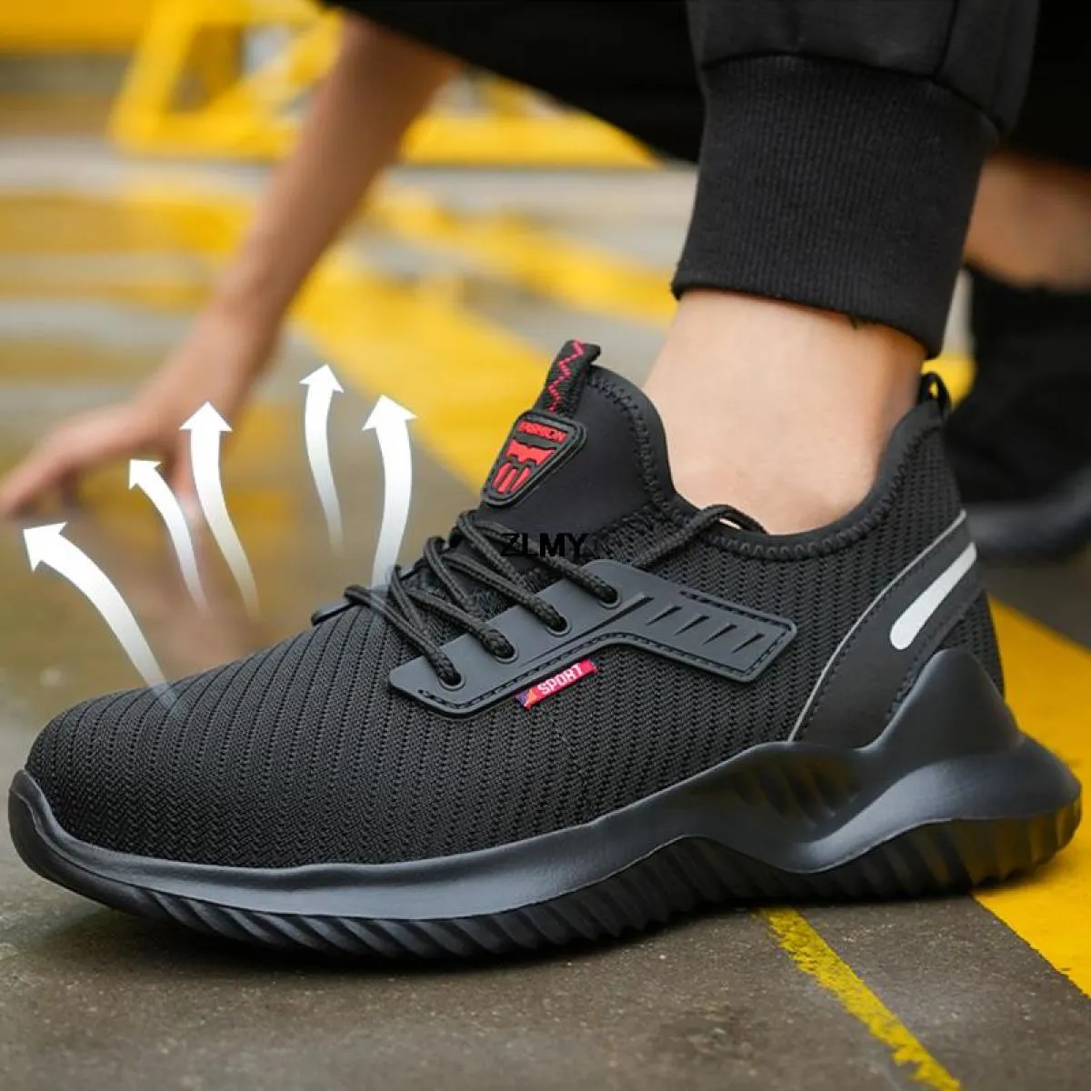 Scarpe antinfortunistiche da uomo leggere Sneaker con punta in acciaio Scarpe da lavoro sportive Stivali antinfortunistici trasp