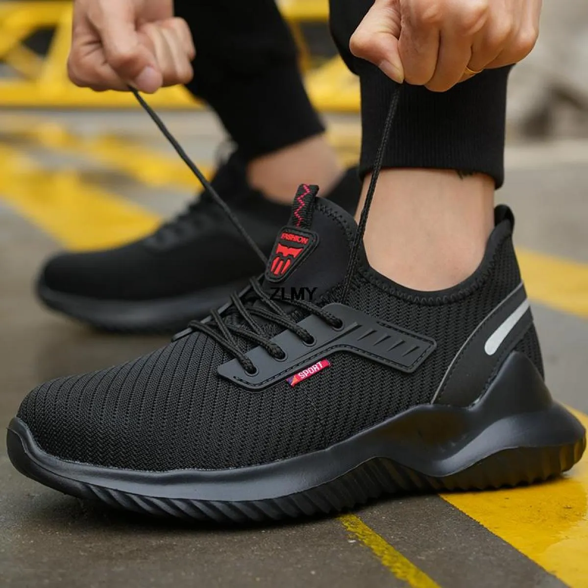 Scarpe antinfortunistiche da uomo leggere Sneaker con punta in acciaio Scarpe da lavoro sportive Stivali antinfortunistici trasp