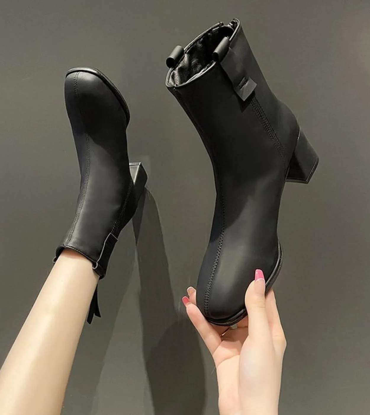 Scarpe autunnali per stivali da donna Ladies 2022 New High Heels Luxury Woman Boot Donna Winter Wedge Liquidazione Offerte Black
