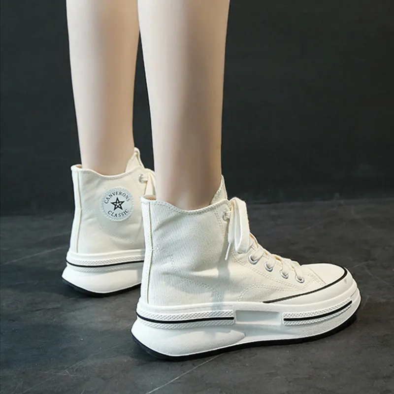 Scarpe casual alte da donna eleganti in tela  NEW   