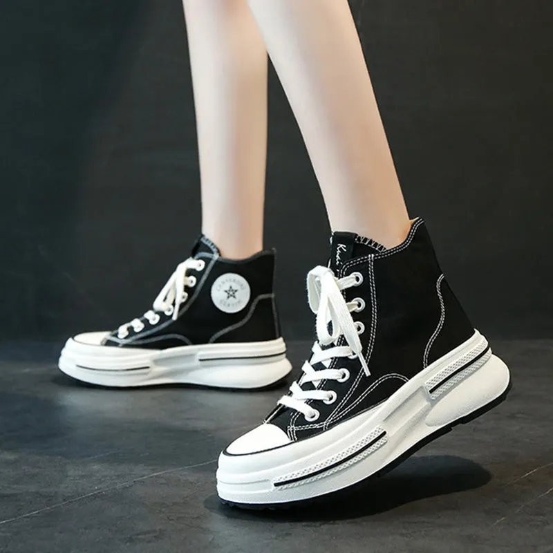 Scarpe casual alte da donna eleganti in tela  NEW   