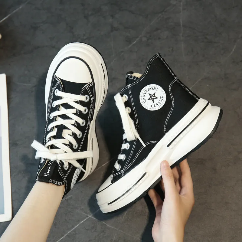 Scarpe casual alte da donna eleganti in tela  NEW   