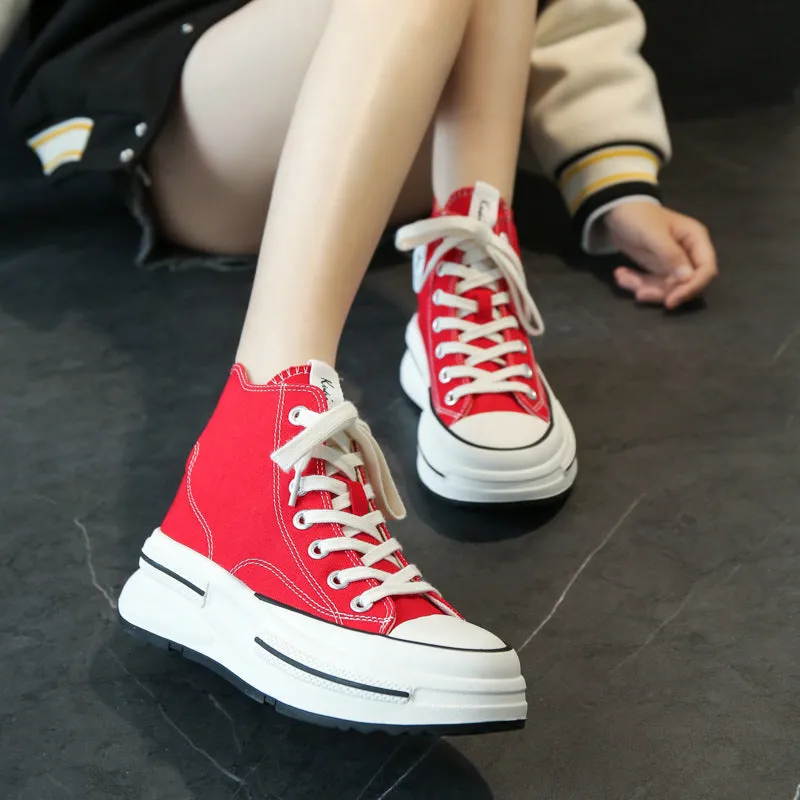 Scarpe casual alte da donna eleganti in tela  NEW   