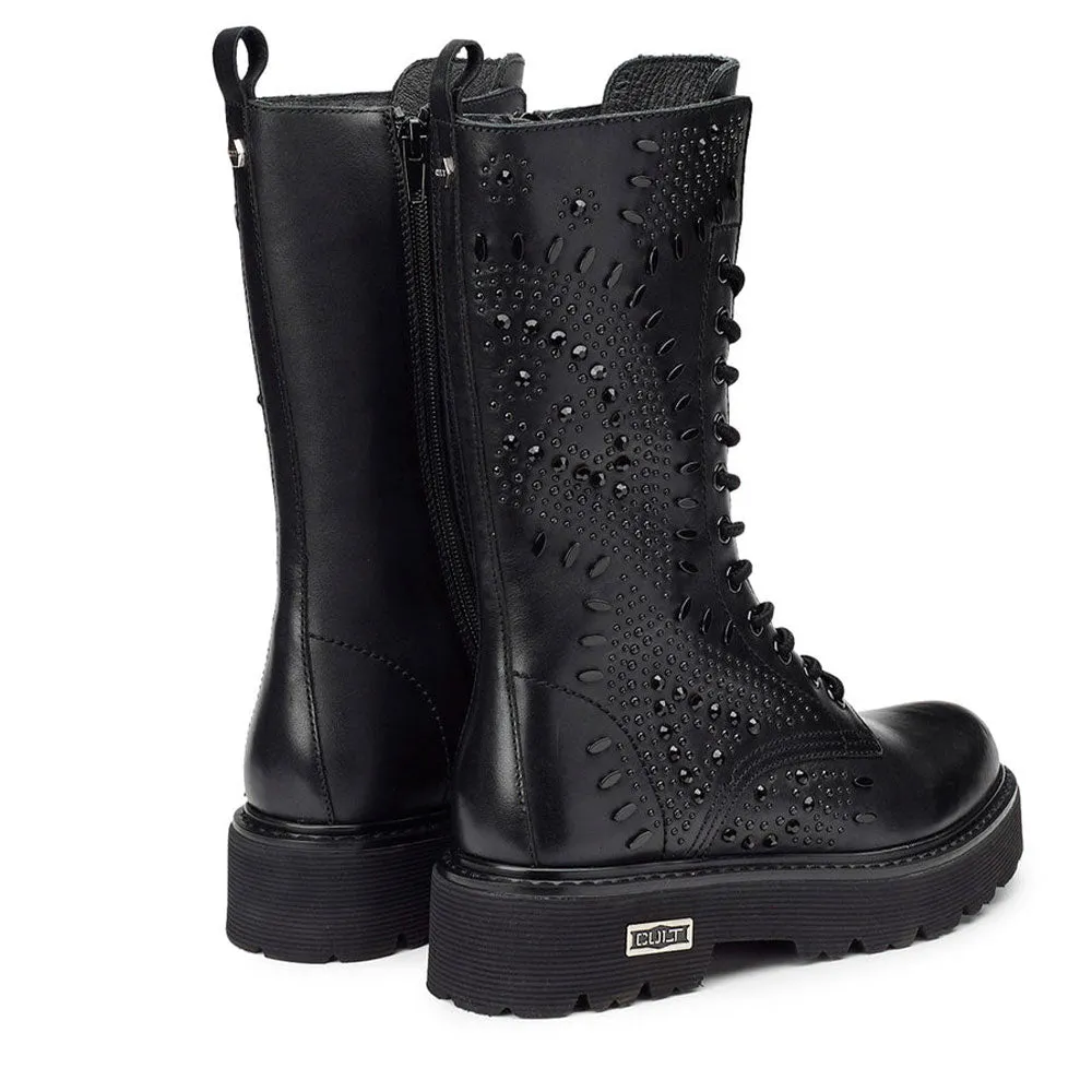 Scarpe Donna CULT Slash 3915 Anfibi Alti in Pelle Nera