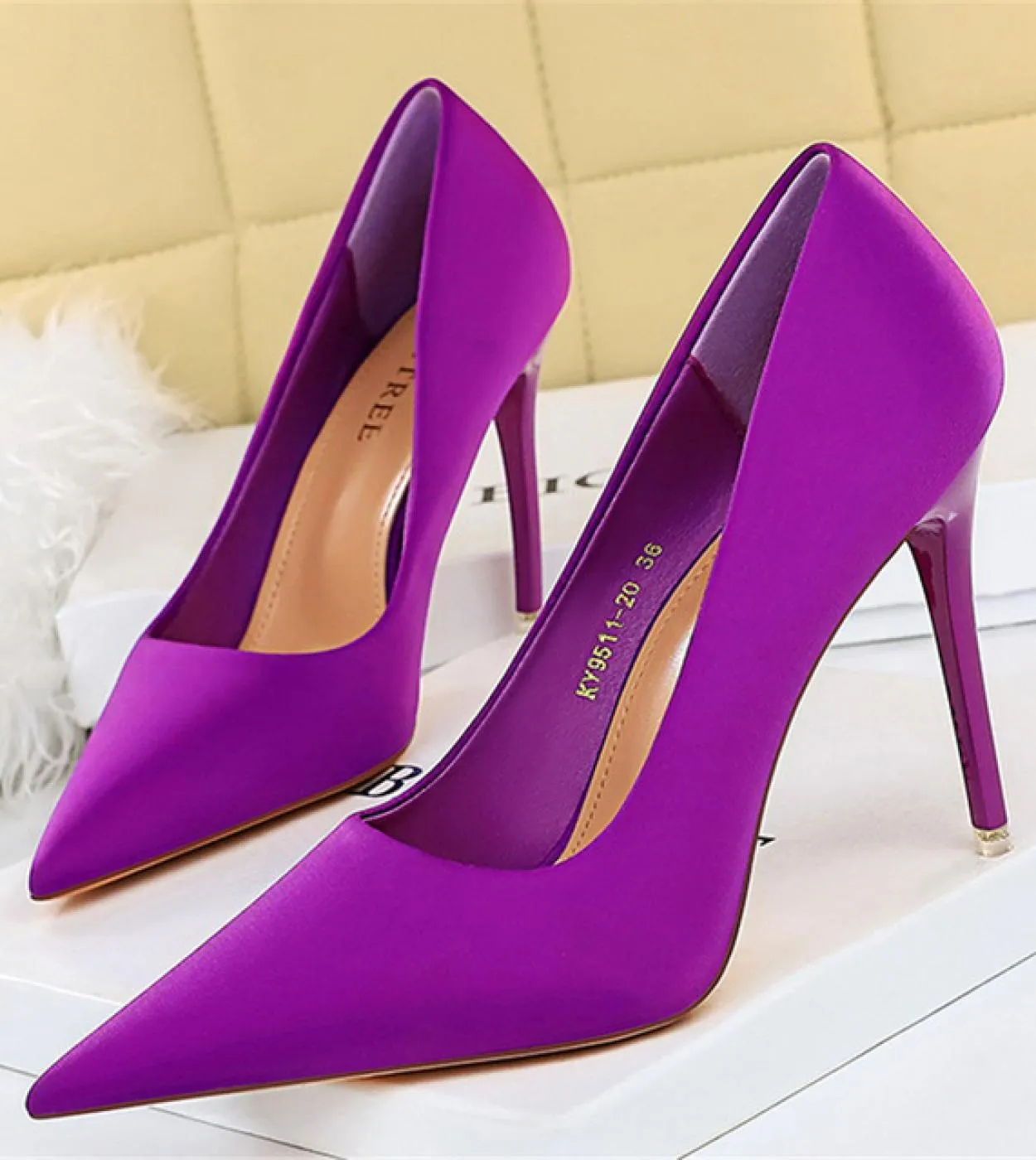 Scarpe Tacco Basso Viola Scarpa Sposa Donna Tacco Matrimonio Viola 2023 Donna Elegante