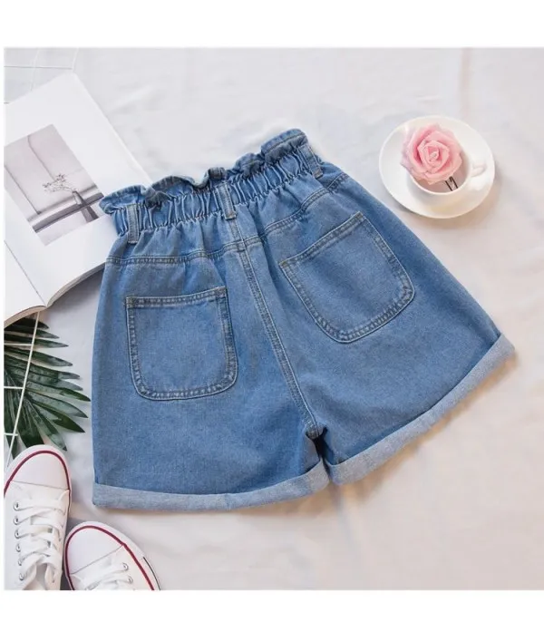 Shorts in denim caramella elastico