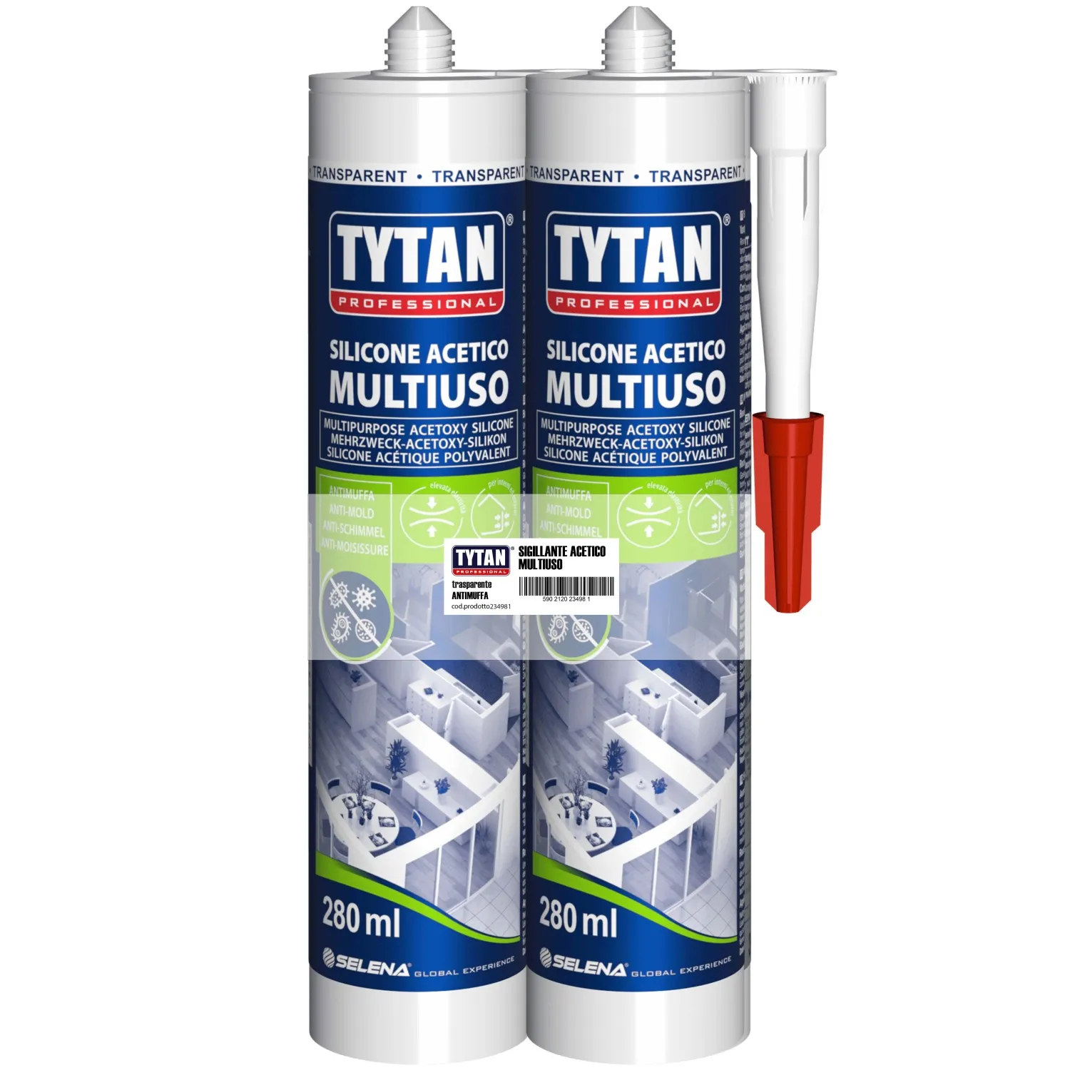 Silicone Acetico Multiuso trasparente bi-pack